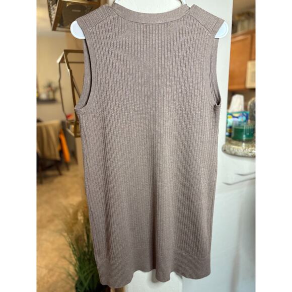 Spense Open Front Sleeveless Tan Duster Vest with Pockets Size M 6-10 - Picture 6 of 8